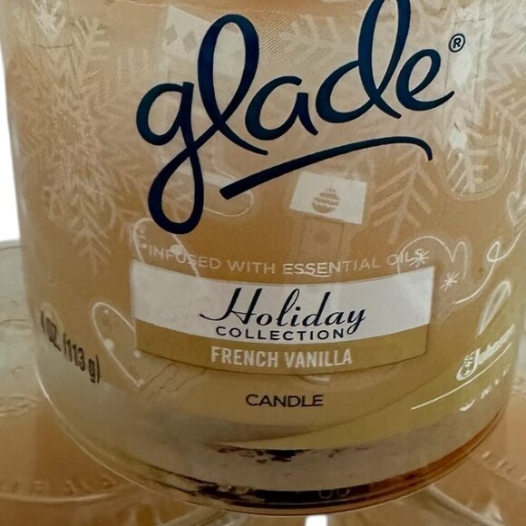 Glade THREE Limited Edition Collection French Vanilla Scent 4 Oz Glass Jars NEW - Picture 2 of 7